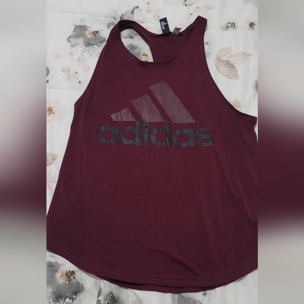 Adidas Maroon Sleeveless Top with Logo